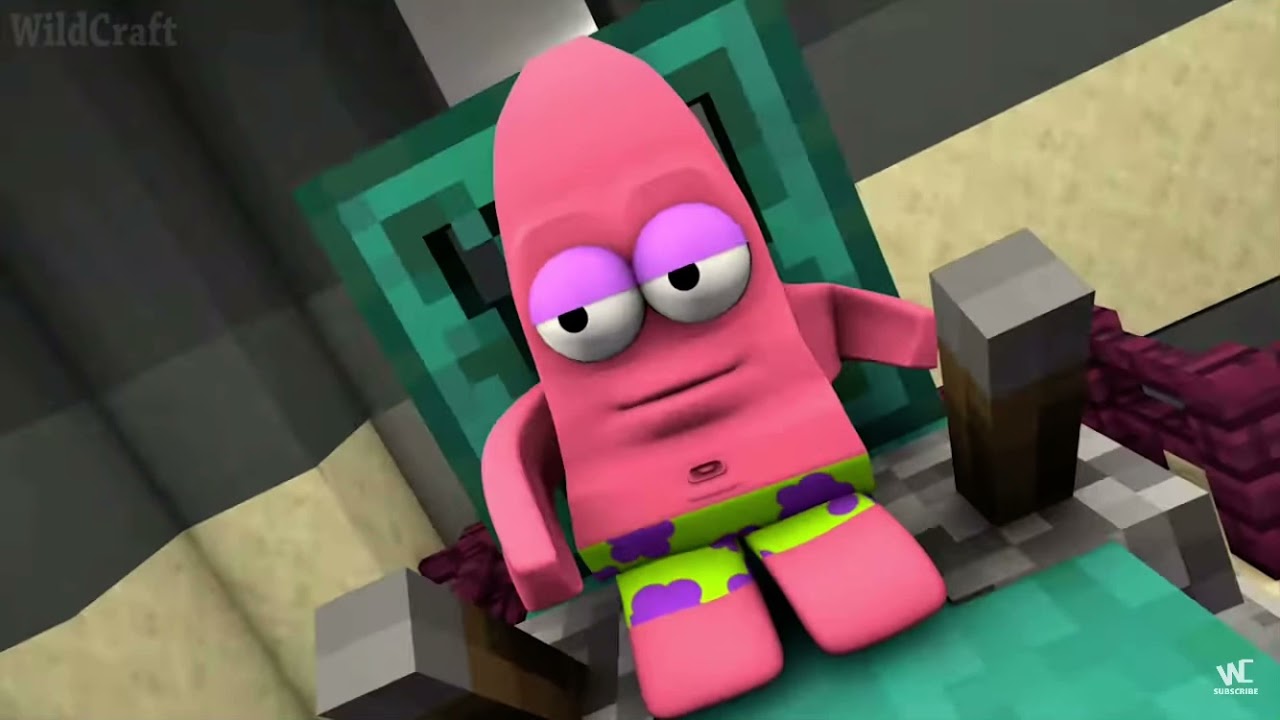 SpongeBob meets among us WildCraft￼ mine craft ￼