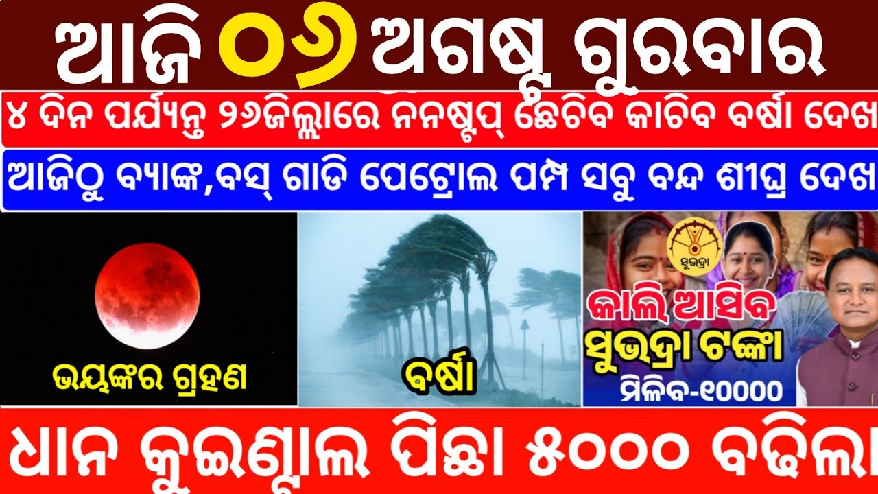Today's Odia News/06 August 2026/Odisha News Today/PM Kisan Yojana/Subhadra Yojana/odisha news