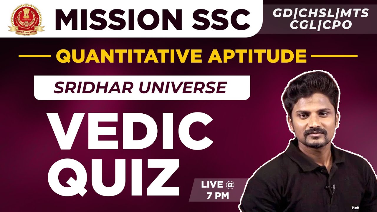 VEDIC QUIZ - Complete Concept, Tips & Trick in Quantitative Aptitude | SSC CGL,CHSL | Veranda Race