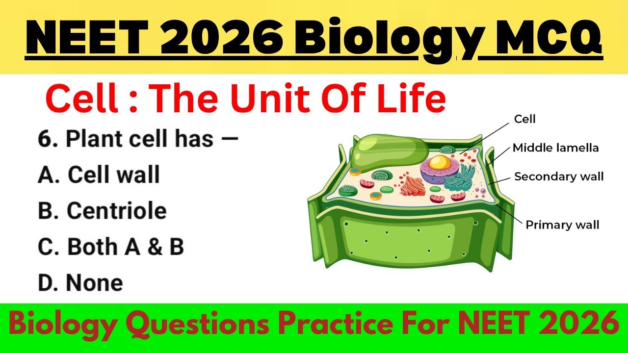 Cell : The Unit Of Life MCQ | Biology MCQ 2026 | Neet 2026 MCQ | Class 11 Biology MCQ