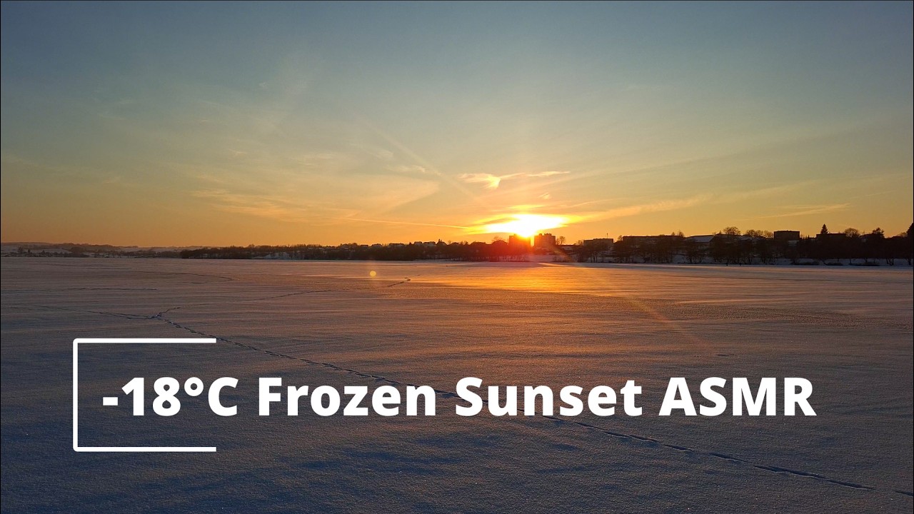 Sunset on Frozen Lake 4K: ASMR Snow Crunch Walk -18°C #ASMR #Winter #Lithuania