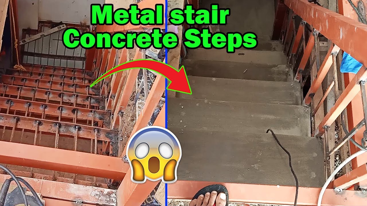Metal stair concrete steps | steps by steps procedures.