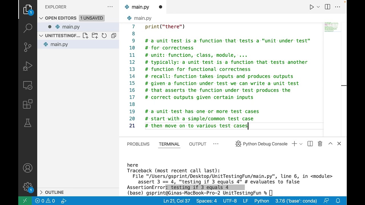 Introduction to Programming with Python: Assert and Unit Testing with Pytest