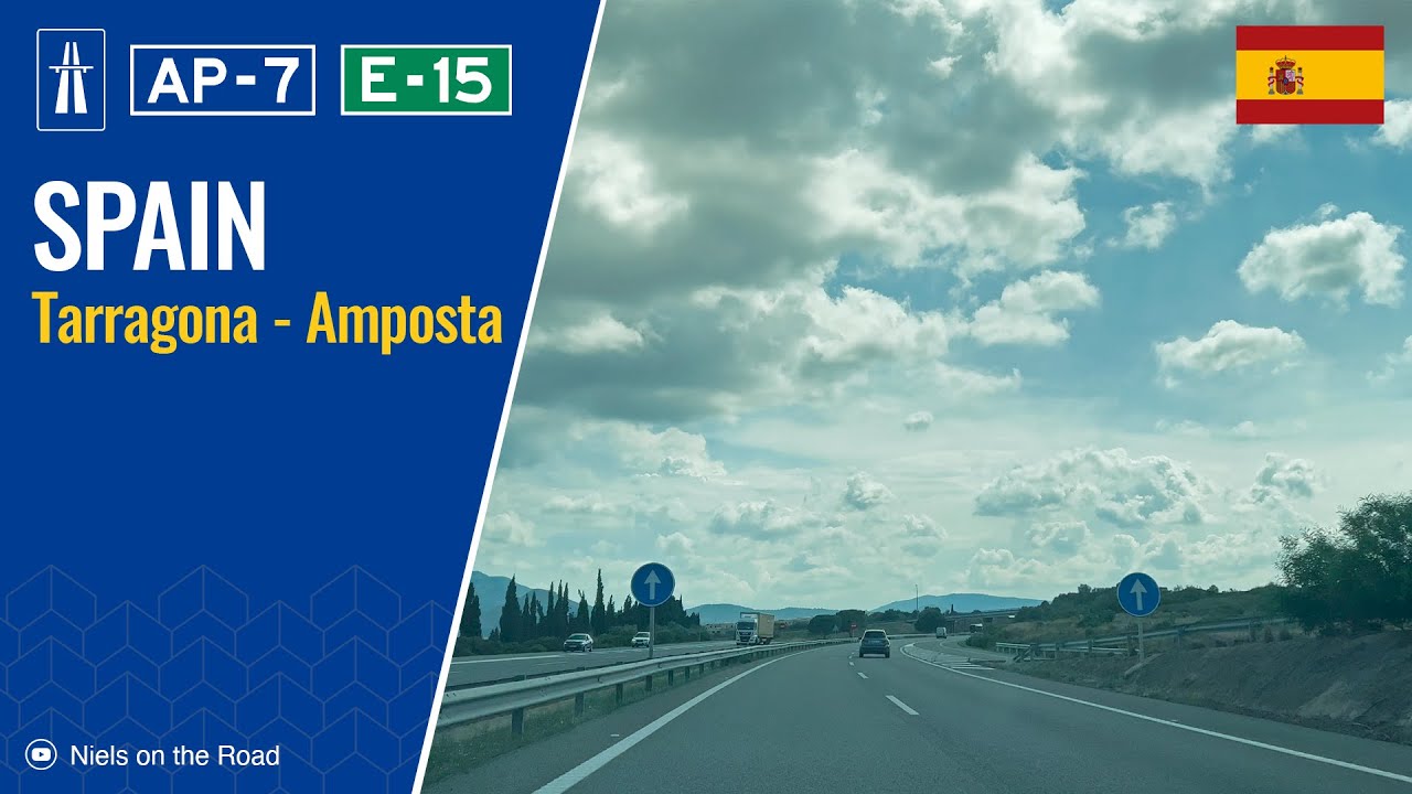 Driving in Spain: Autopista AP-7 E-15 from Tarragona to Amposta