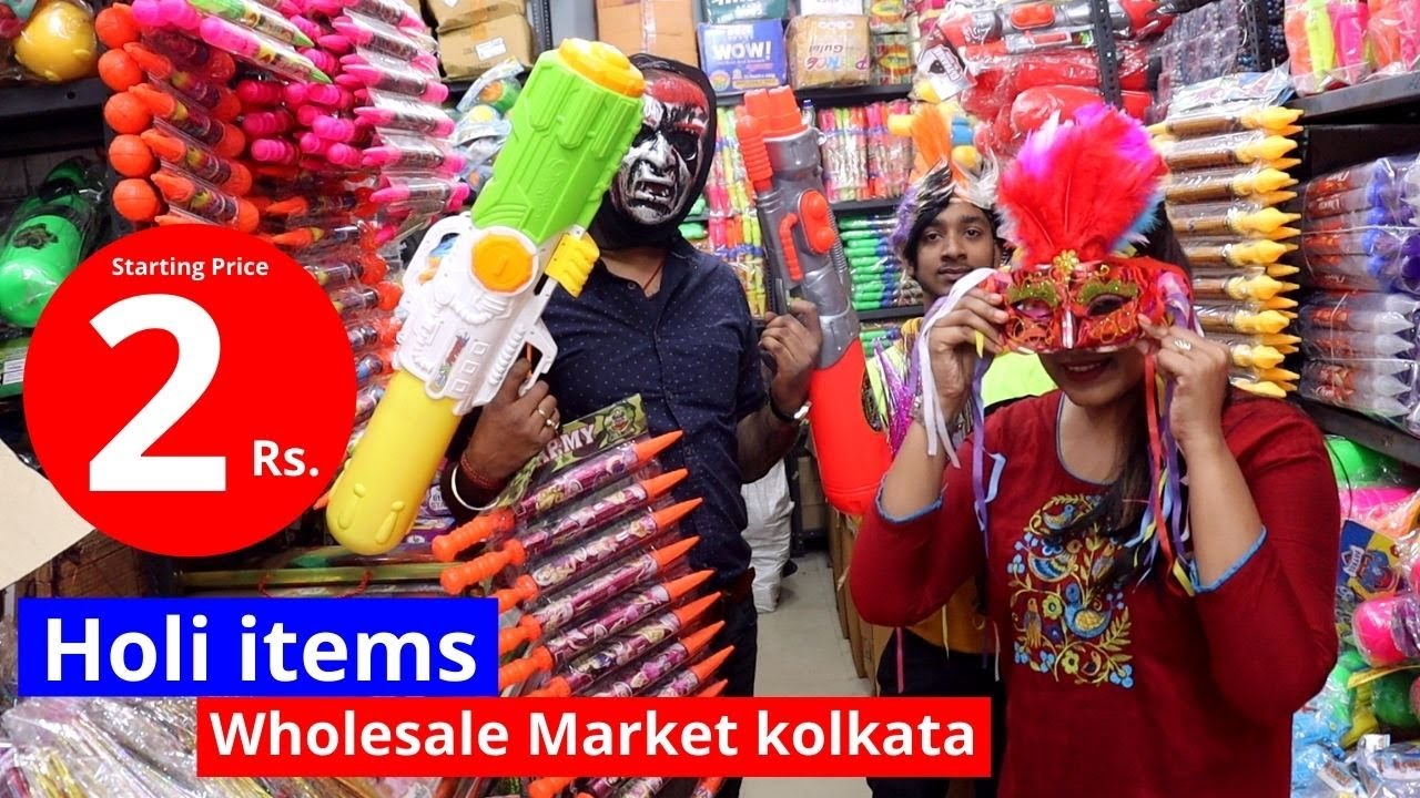 Holi items Wholesale Market in Kolkata | SWATI TOYS & COSMETICS | Holi iteams Wholesaler