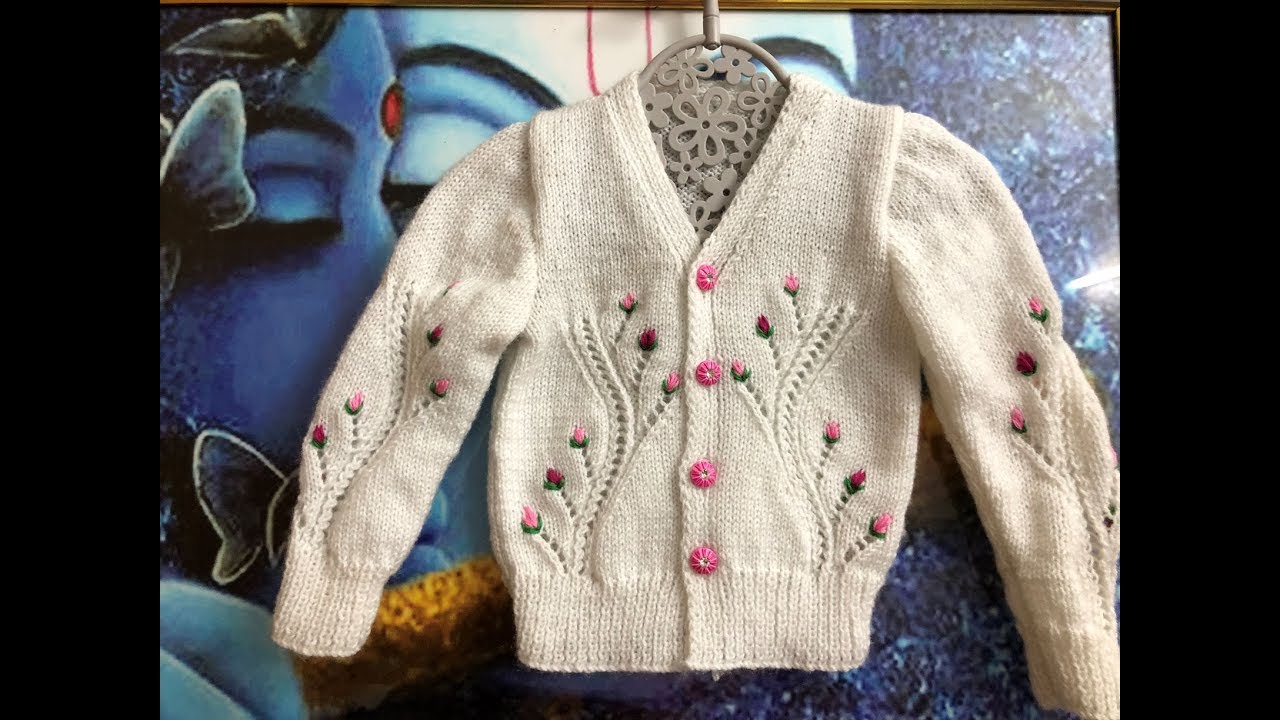 Knitting V Neck Baby Sweater / Cardigan with full Measurement 1 to 2 year Baby | V गला बुनो subtitle