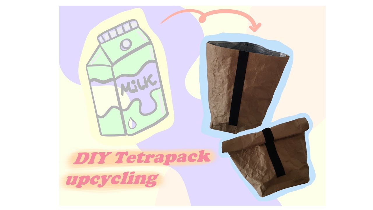 DIY Upcycling Milchkarton/Tetrapack in Brottüte/Lunchbag oder Utensilo Tutorial, zero waste Projekt🌱