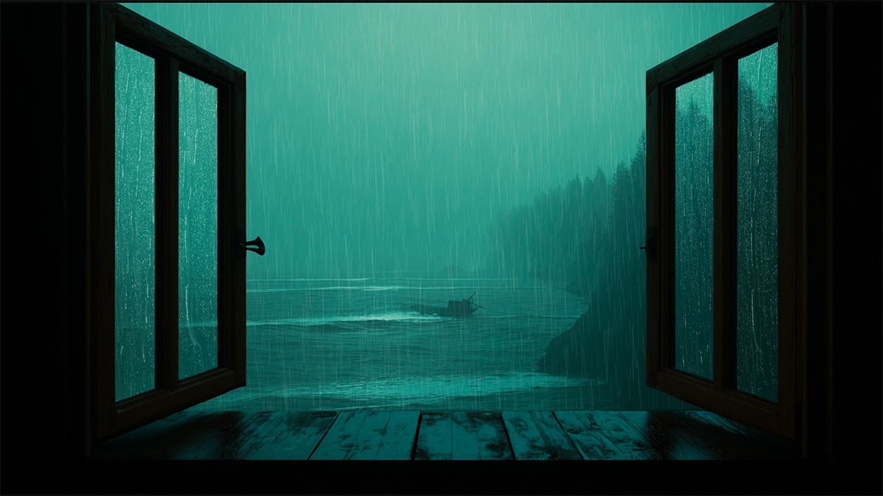 Rain Outside the Window at Night 🌧️ Thunder Sounds for Sleep & Calm Mind