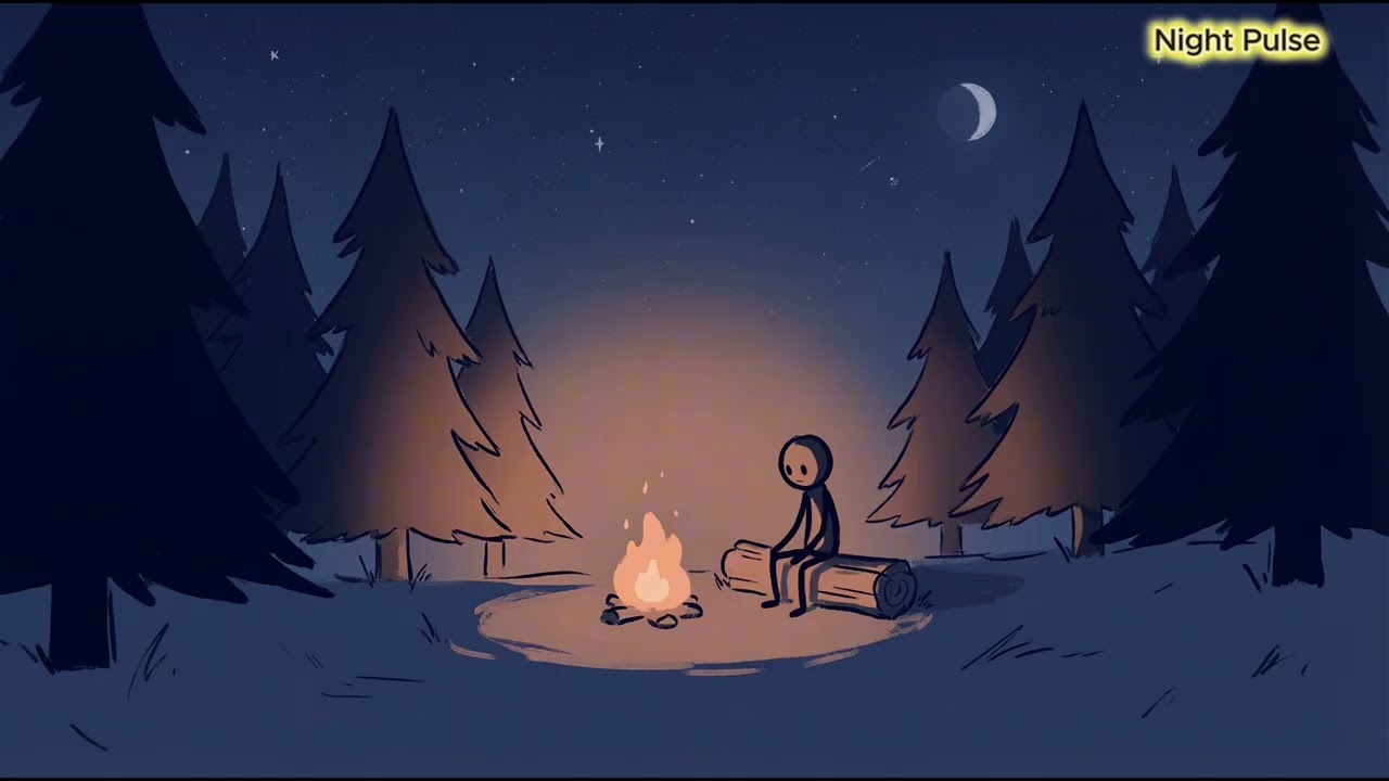 Lonely Stickman Campfire – Relaxing Night Music & Calm Forest Ambience | Night Pulse