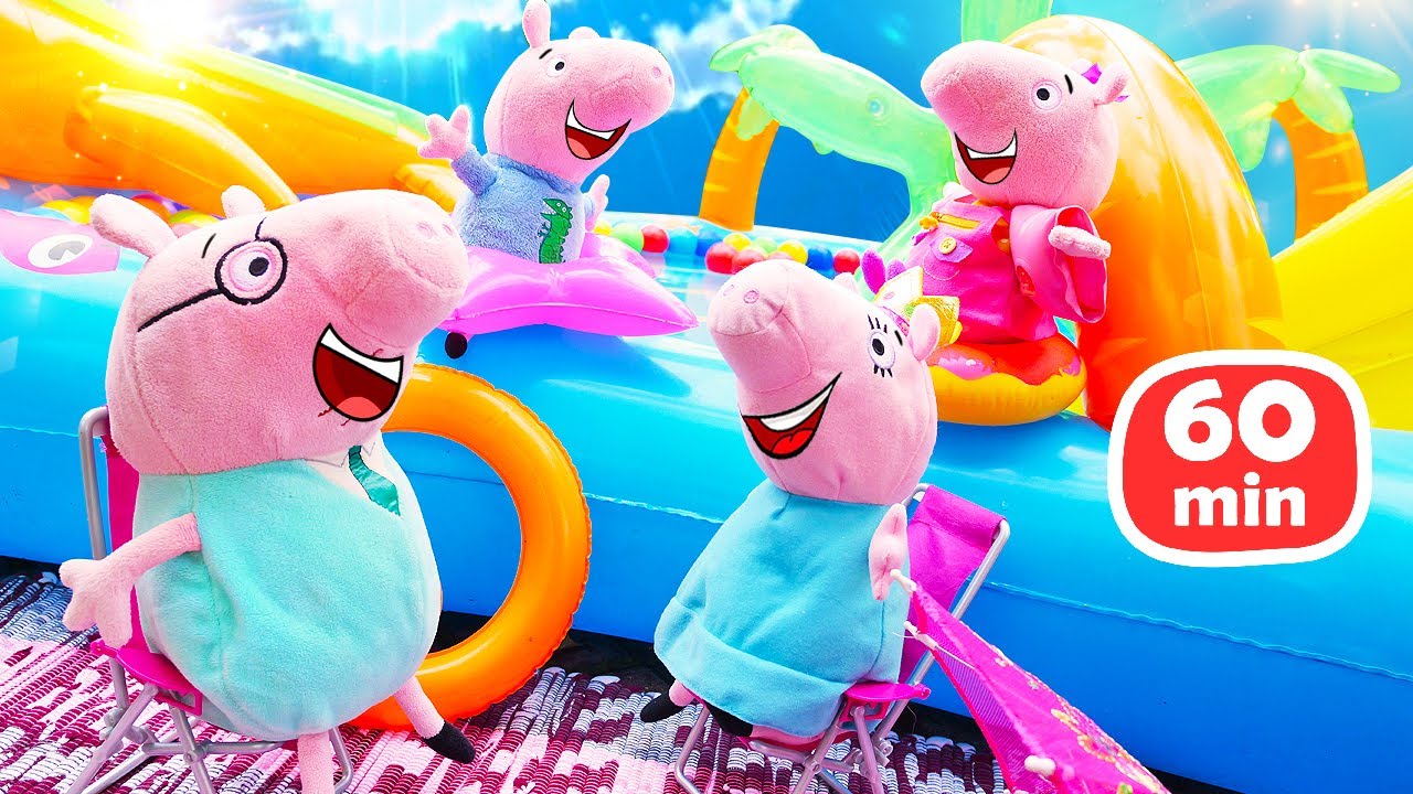 Les vacances d’été de la famille en peluche de Peppa Pig jouet 🌊🌞 Jeux pour enfants