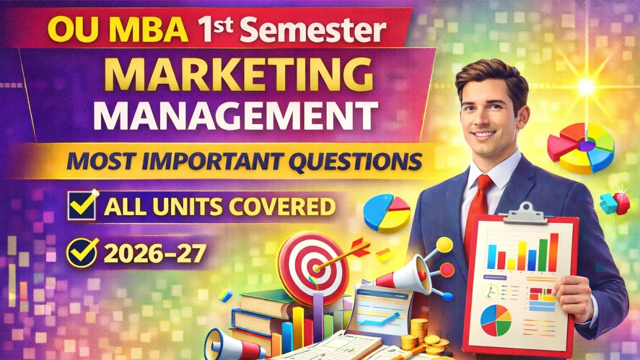 OU MBA 1st Semester | Marketing Management | Most Important Questions | All Units Covered | 2026–27