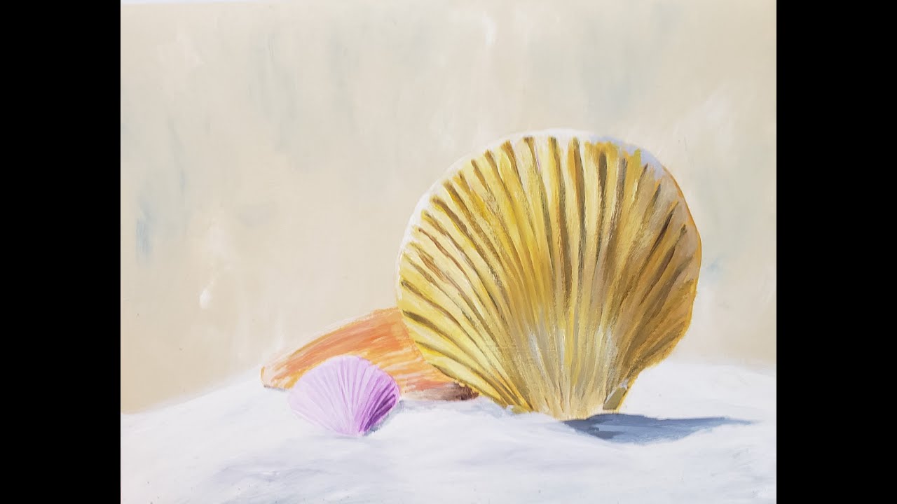 Easy Impressionist Shells Step-By-Step Acrylic Painting Tutorial for Beginners