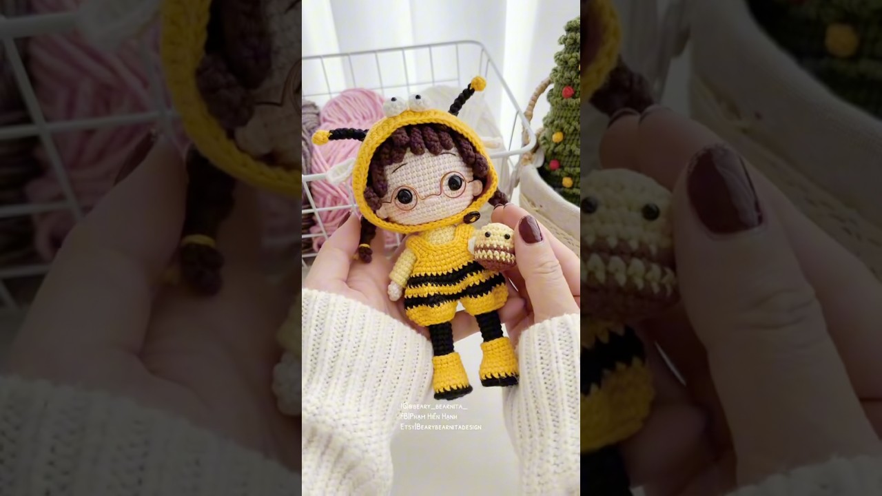 My cute Bee doll 🐝✨❤️ #crochet #amigurumidoll #diy #handmade #bee