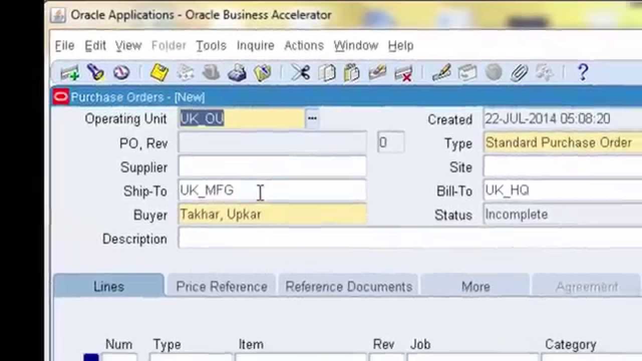 Creating and Receipting a Purchase Order