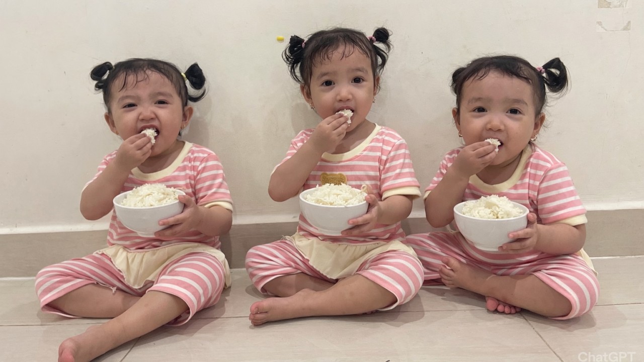 Món cơm nhà đơn giản của mẹ Yến Nhi nhưng ba bé sinh ba vẫn ăn ngon lành | BA NÀNG TIÊN