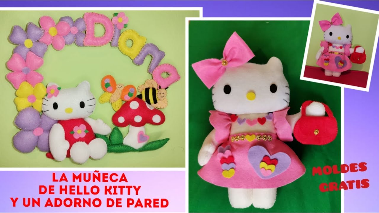 Hello kitty Gatita de tela muñeca y adorno de pared 🐱 Hoy hacemos dos proyectos#manualidades #muñeca
