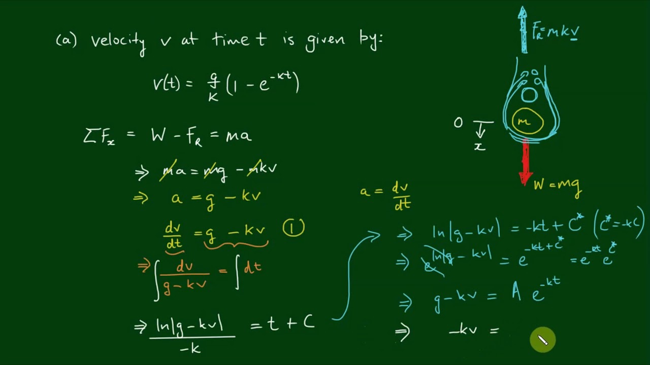 Modelling Free fall with Air Resistance - First Order Differential Equations