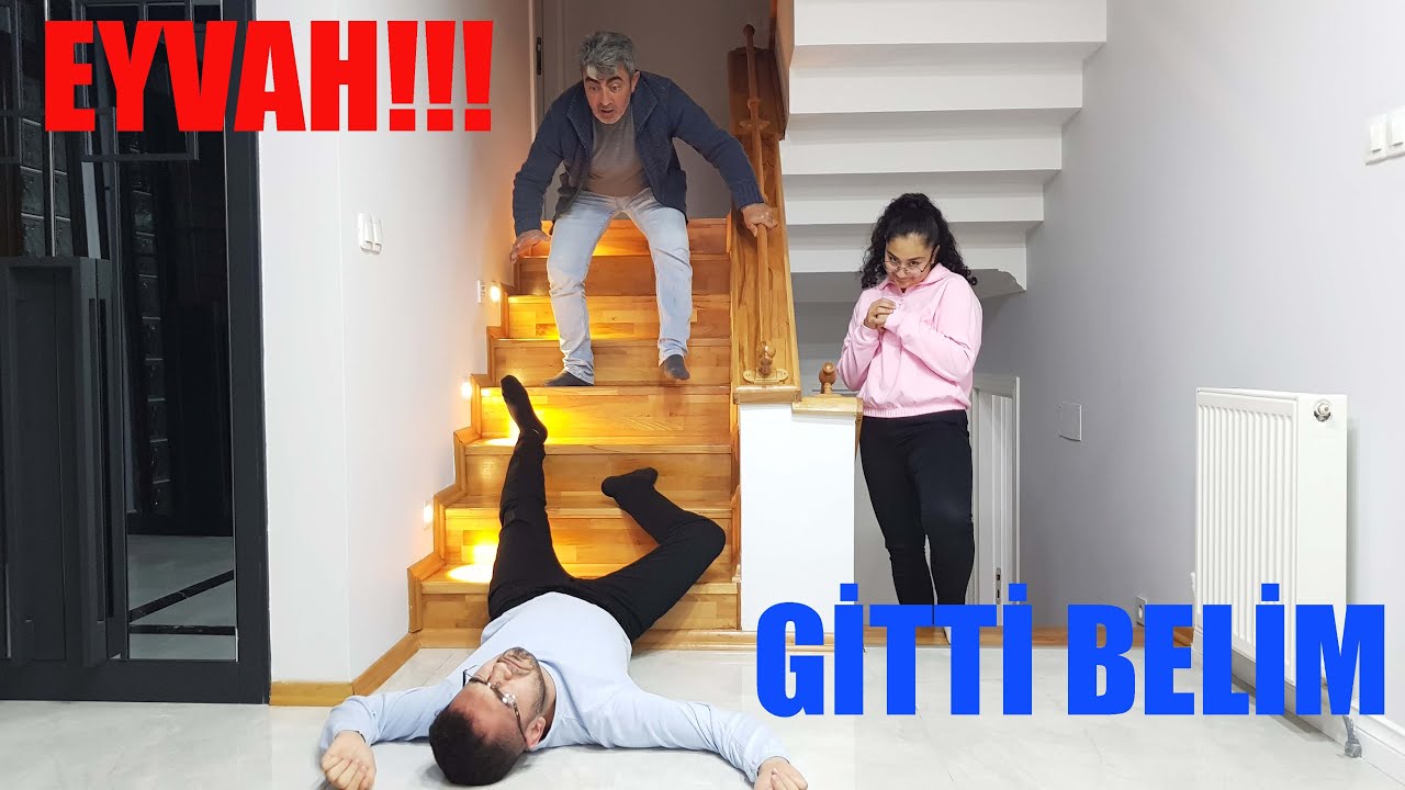 BABAMA MERDİVENDEN DÜŞTÜM ŞAKASI YAPTIK / KORKUDAN DUDAĞI UÇUKLADI ( PRANK )