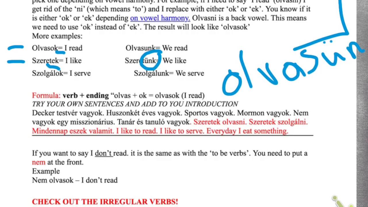 Hungarian present tense examples (10)