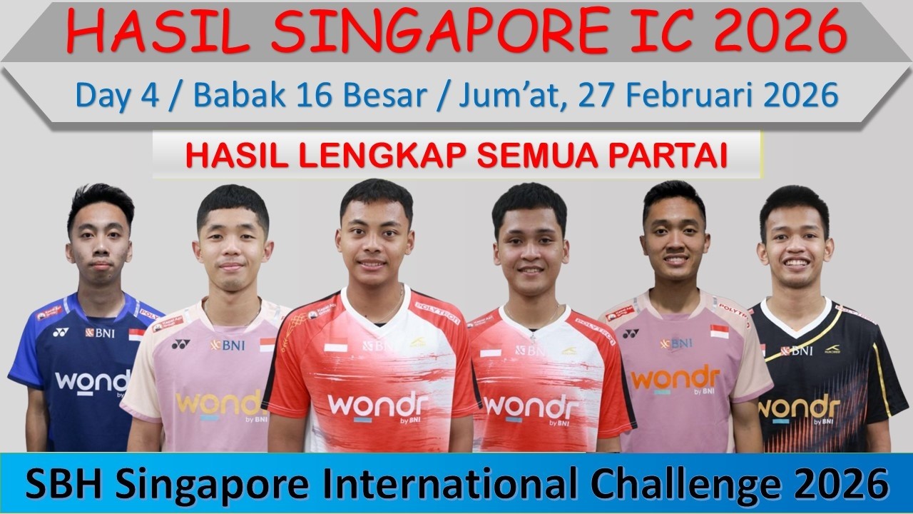 Hasil Lengkap Singapore International Challenge 2026 │ Day 4/R 16 │ 12 Wakil Indonesia Lolos 8 Besar