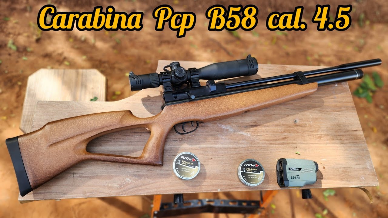 TESTE DE PRECISÃO – Carabina PCP B58 Calibre 4.5 com Chumbos Rifle Flathead Heavy e Medium!
