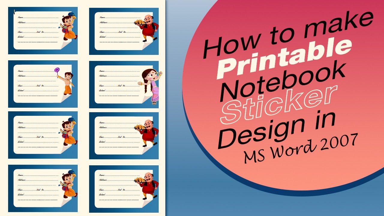 How to make Printable Notebook Sticker Design in  MS WORD