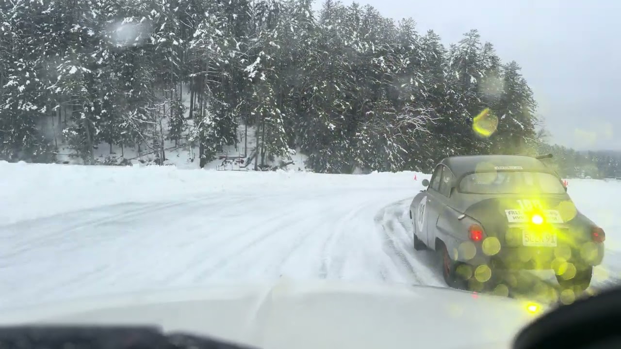 Vintage Saab racing at Lake Luzerne NY 2/21/26 Heat #3 with AMEC (Adirondack Motor Enthusiast Club)
