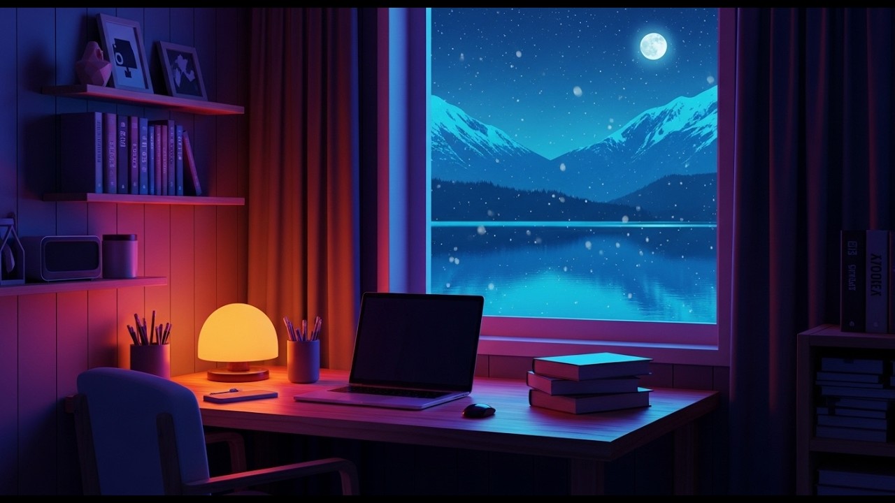 Midnight Study Lofi 🌙 Cozy Winter Night Room for Deep Focus & Relax