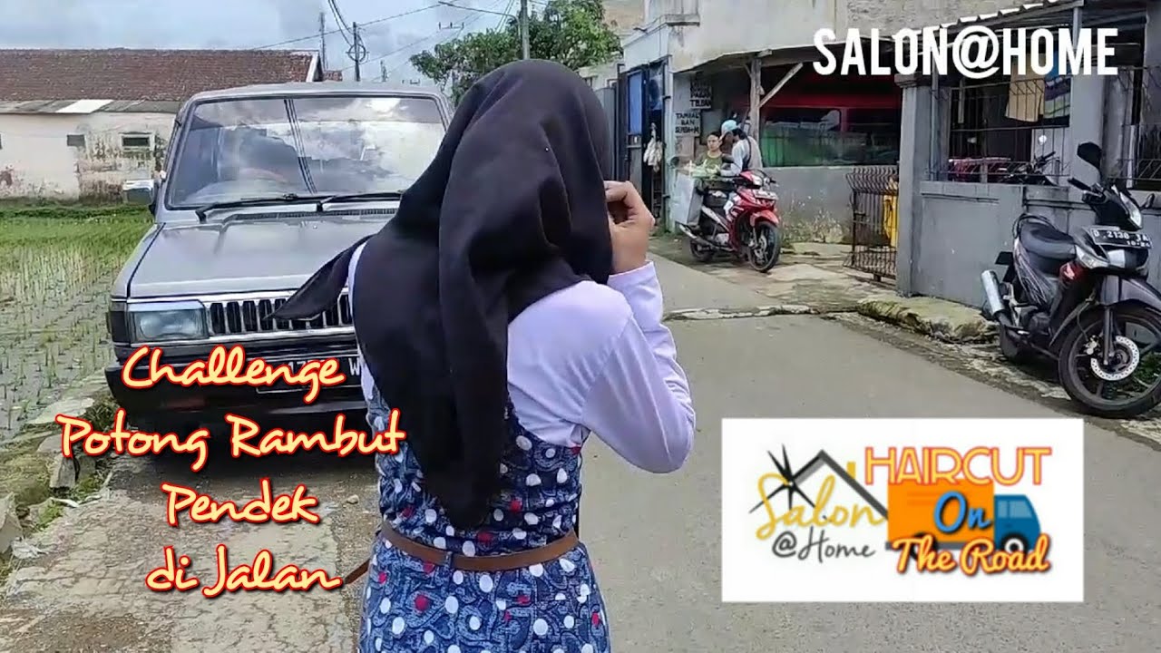 HAIRCUT ON THE ROAD 10 - Challenge Potong Rambut Cewek ( Girl Bob Haircut Challenge )