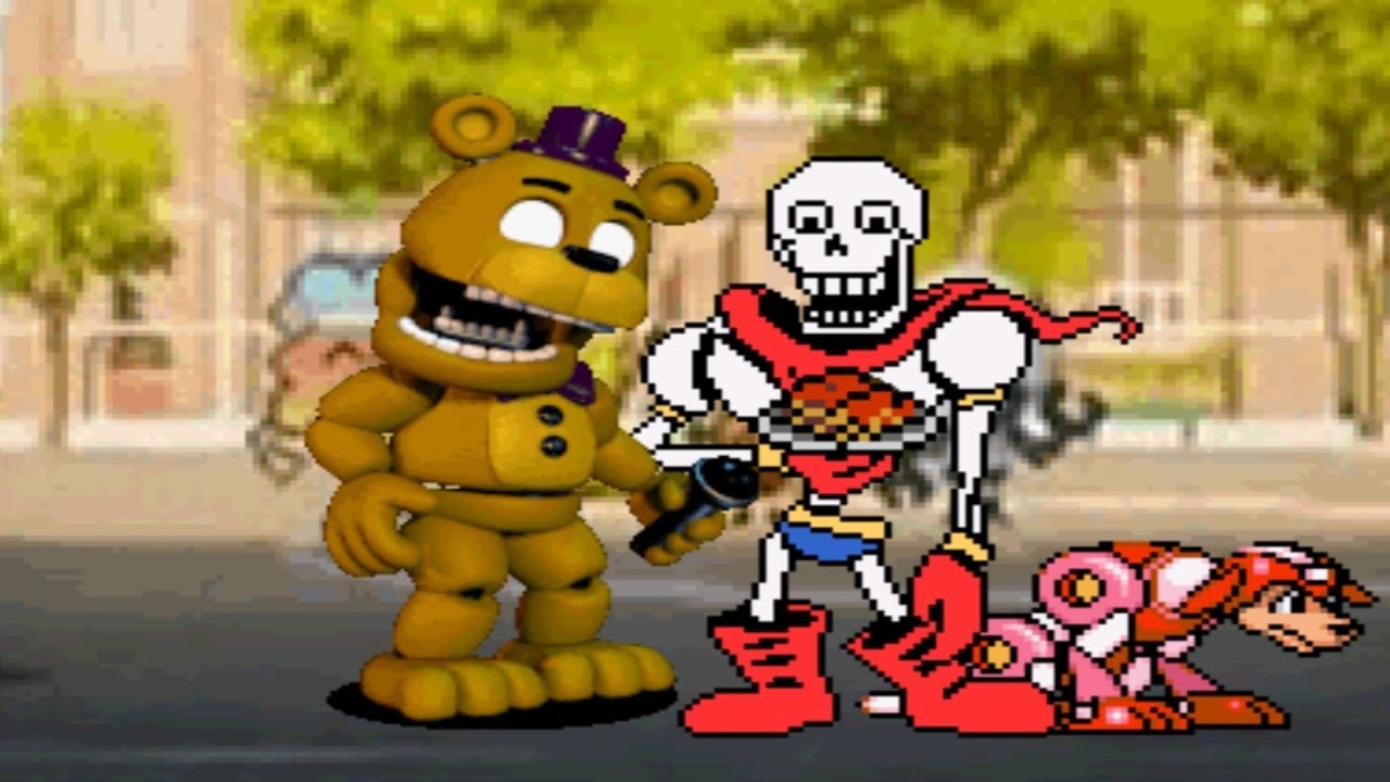 PAPYRUS & ADVENTURE FREDBEAR TEAM UP VS MUGEN CHARACTERS | FUNNY GAMING