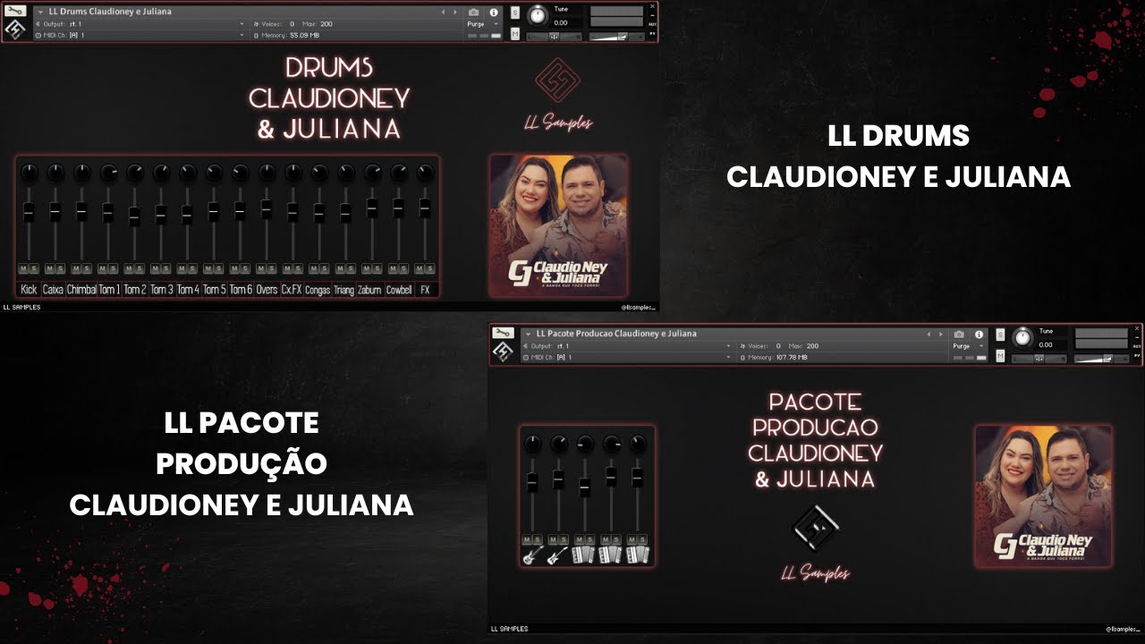 LL Drums Claudio Ney e Juliana + Pacote Produção | Loop Prático Completo | Kontakt