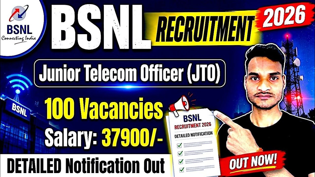 BSNL Recruitment 2026🚨| BSNL JTO 2026 Detailed Notification Out | BSNL Telecom Officer Vacancy 2026