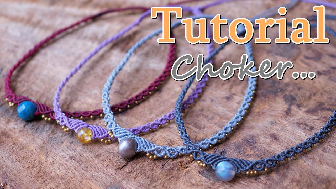 How to make macrame choker-Tutorial macrame jewelry waxed cord