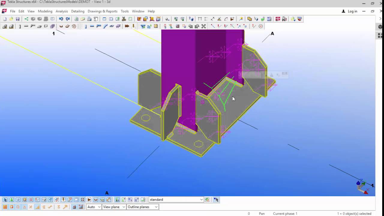 Portal frame modelling and grid creation in TEKLA Structures