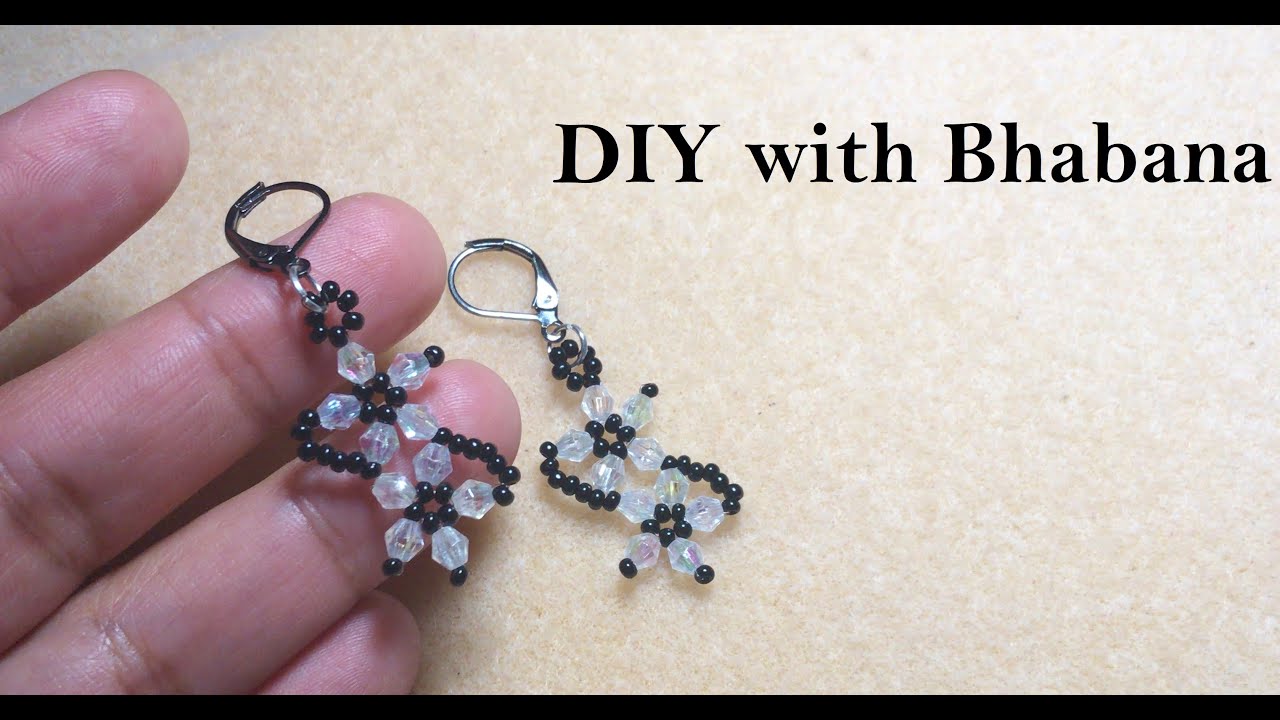 Sterling Beaded Earring DIY How to make Beaded Earring Bicone Bead Summer Earring star flower
