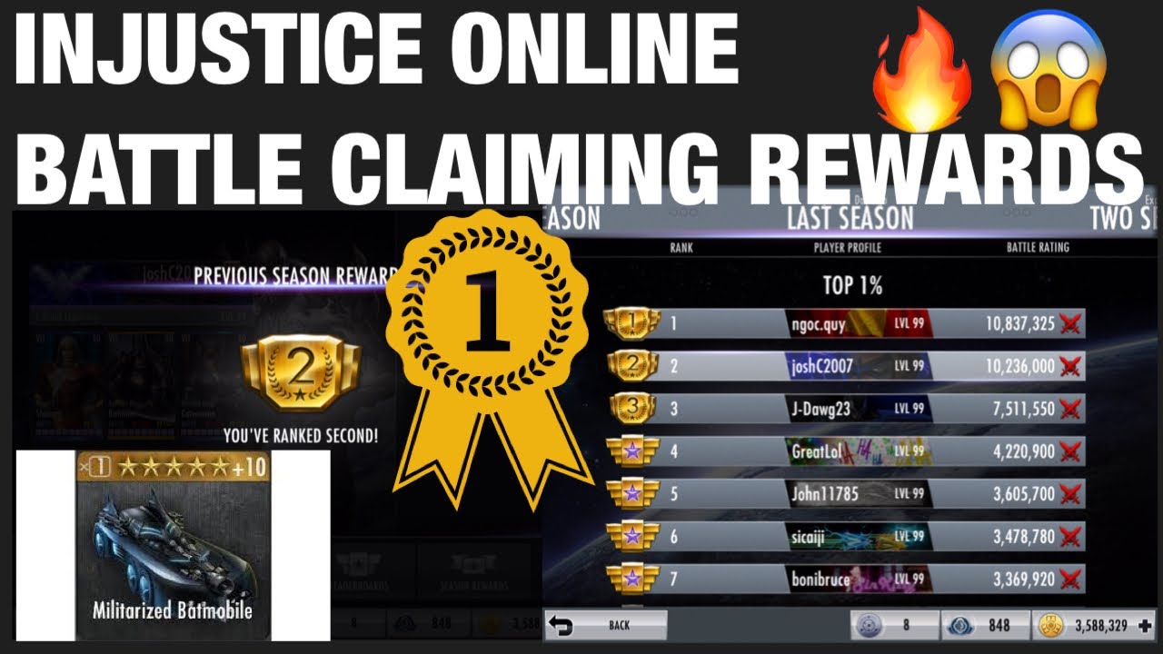 INJUSTICE | IOS TOP 2 CLAIMING ONLINE BATTLE REWARDS - FIRST PLACE?