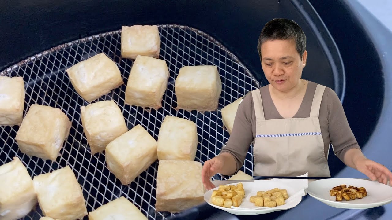 阿婆买回好几盒豆腐  油炸和空气炸锅做个对比  结果很令人欣慰【田园时光美食】