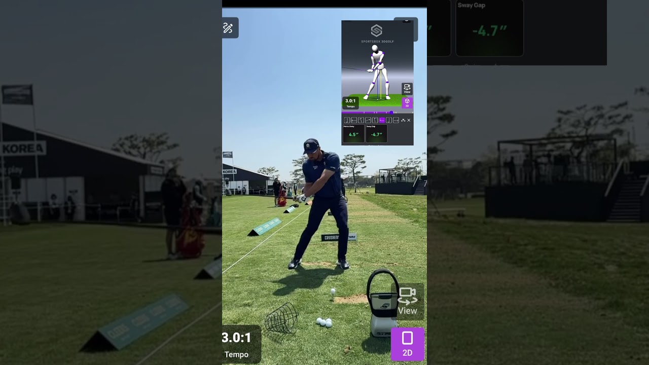 Bryson DeCheambeau driver swing in 3D - sway and sway gap creating draw pattern