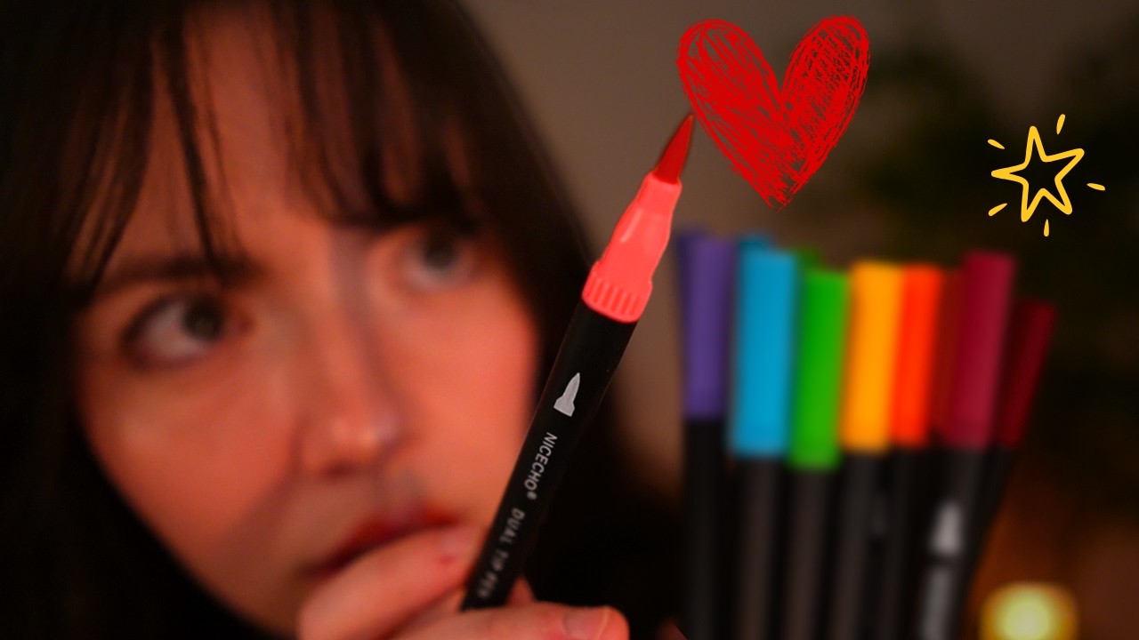 ASMR Coloring In Your Vision & Drawing on Your Face ❤️⭐🌸🎨