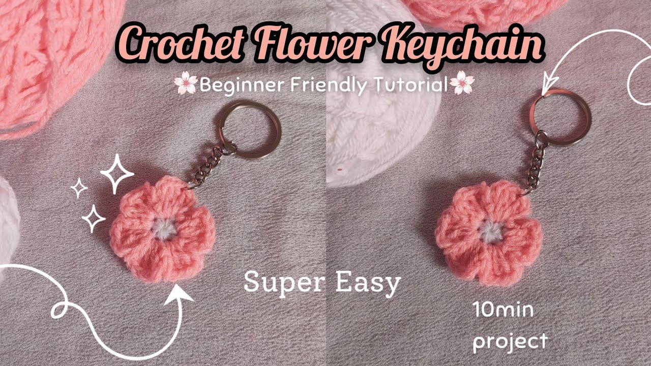 How To Crochet A Flower Keychain🌸|Step By Step Tutorial 