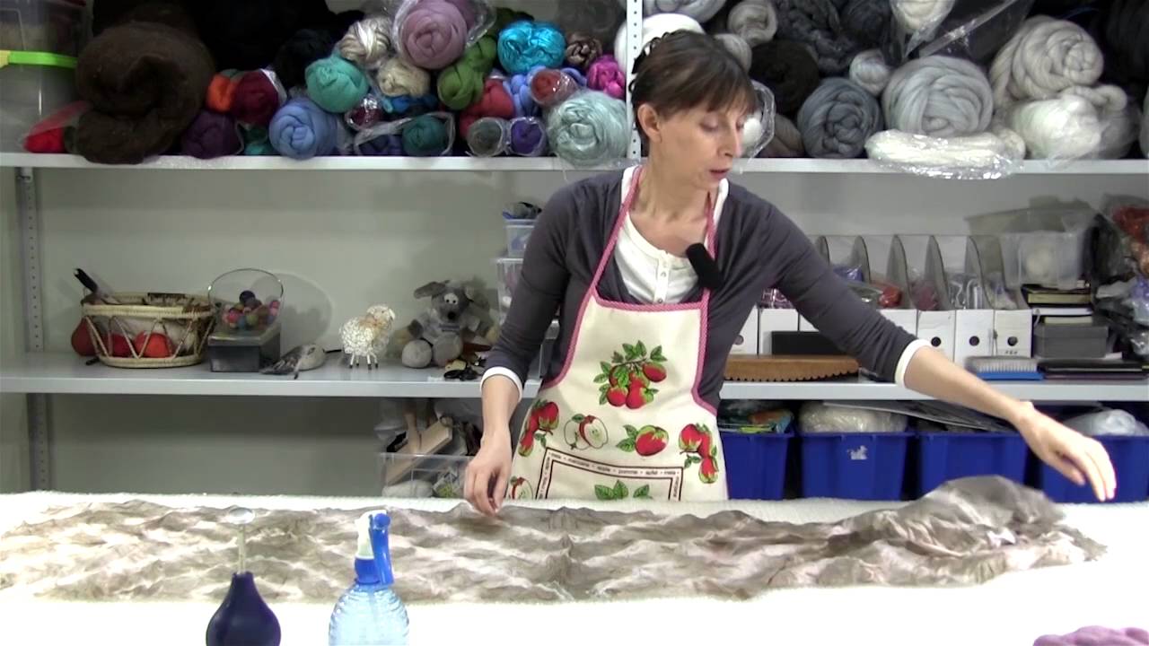 ✿Урок 6, часть 1✿Валяем шарф в технике нунофелтинг