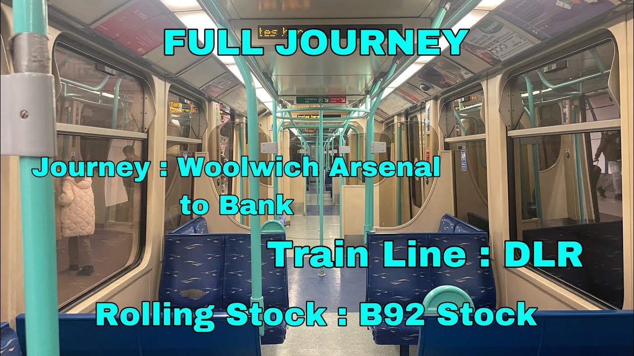 Full Journey on the DLR from Woolwich Arsenal to Bank (B92 Stock)