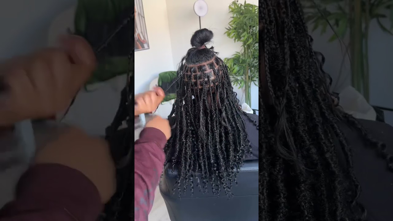 12-inch Locs=midback Boho distressed Locs 😌#softlocs #braids #hairstyles #knotlessbraids #haircare