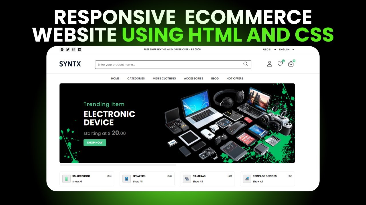 How To Build Ecommerce Website Using HTML and CSS Step by Step | Part 6