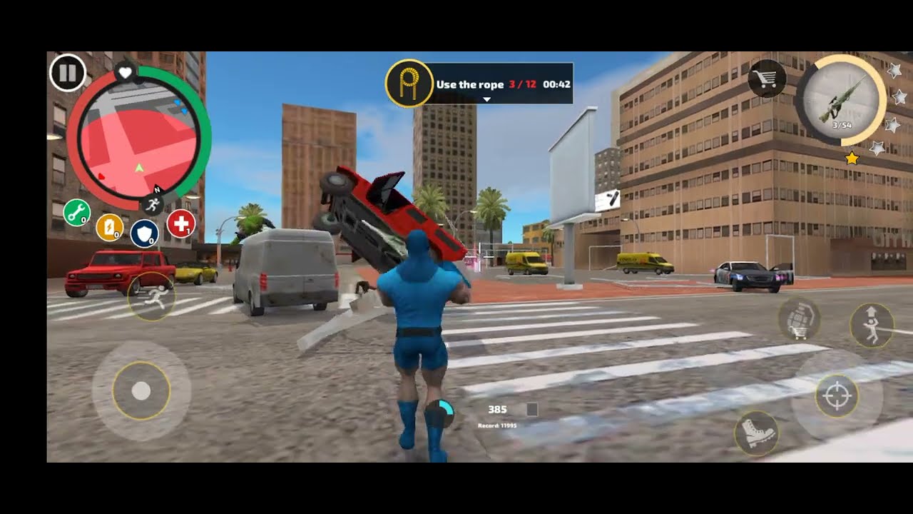 Rope hero voice town game play||rope hero video helicopter ride #ropehero #ropeherovicetown 