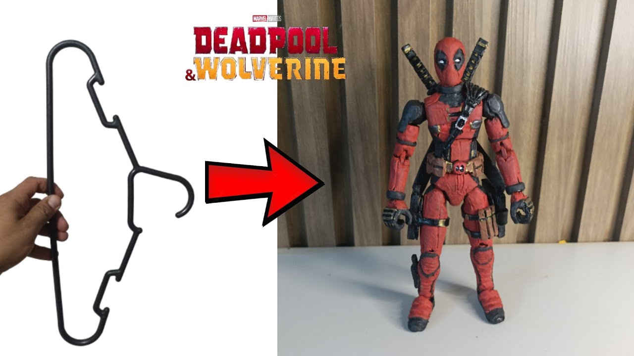 como fazer o boneco Deadpool do filme ( deadpool e wolverine ) com cabide velho