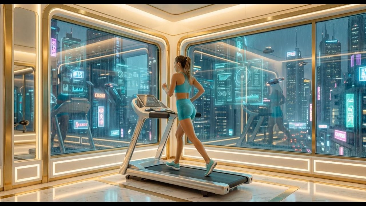 Aetropolis Heights: Orbital View Fitness & Relaxation | Futuristic Gym / 未来のジム / 미래형 헬스장 | 4K