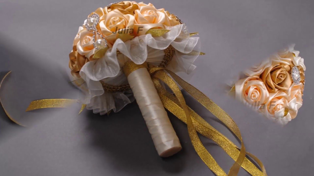 Букет невесты из атласных лент , A bouquet of satin ribbons