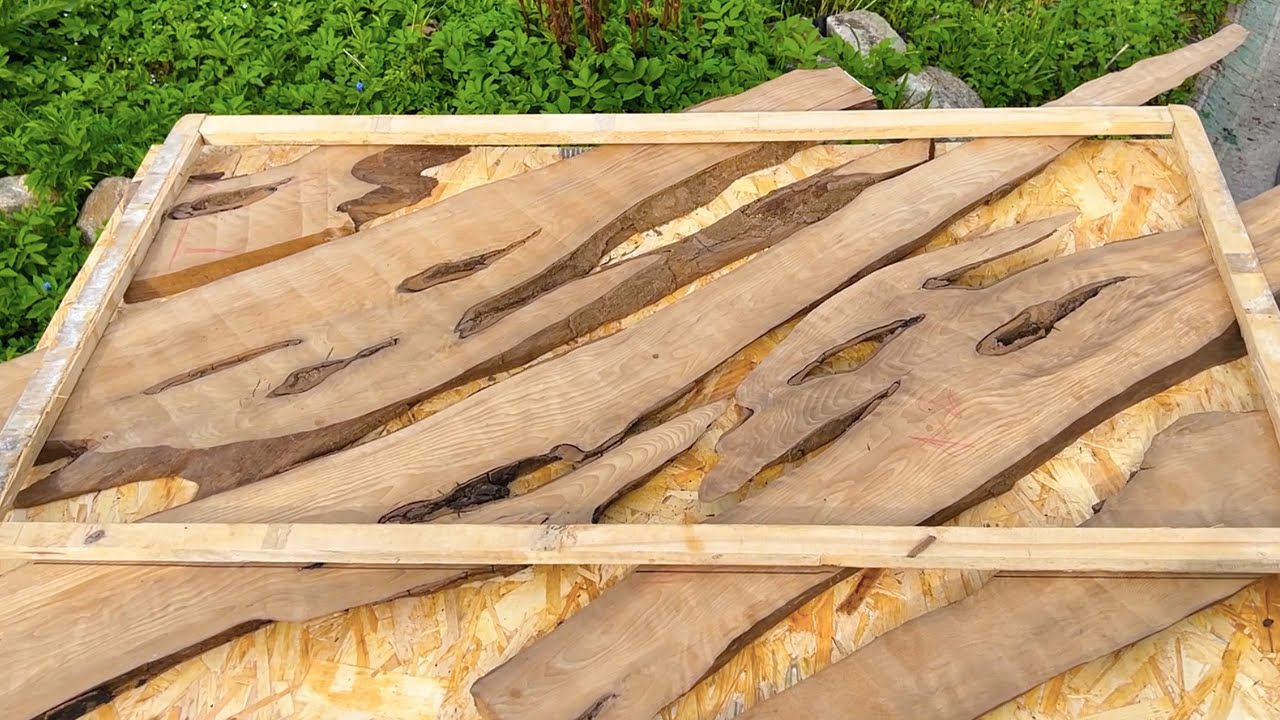 СТОЛ ИЗ ОБРЕЗКОВ ДОСКИ превращаю в мраморный стол DIY  TABLE FROM BAD BOARD #resin #diy #design