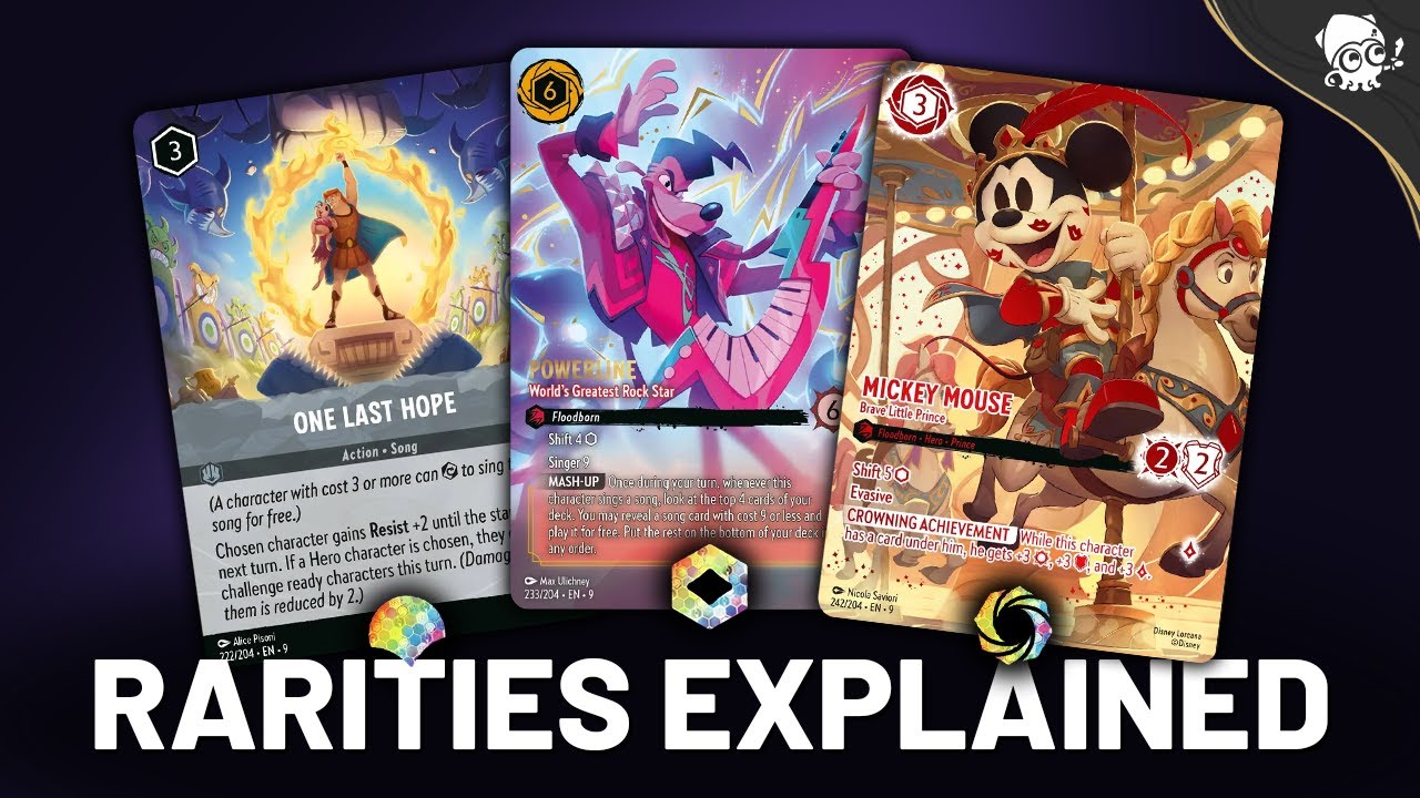 Disney Lorcana TCG Rarity Explained | Updated Epic and Iconic Rarities!